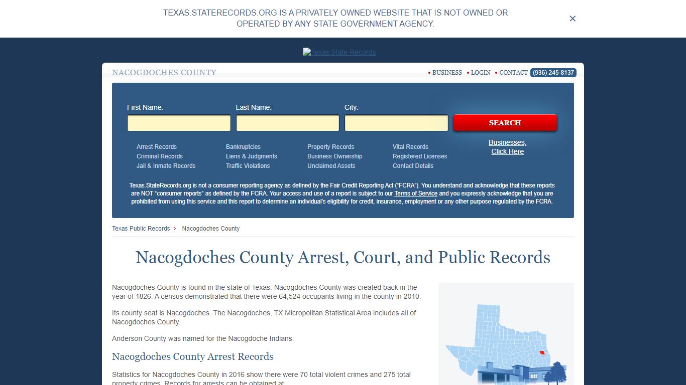 Nacogdoches County Arrest, Court, and Public Records