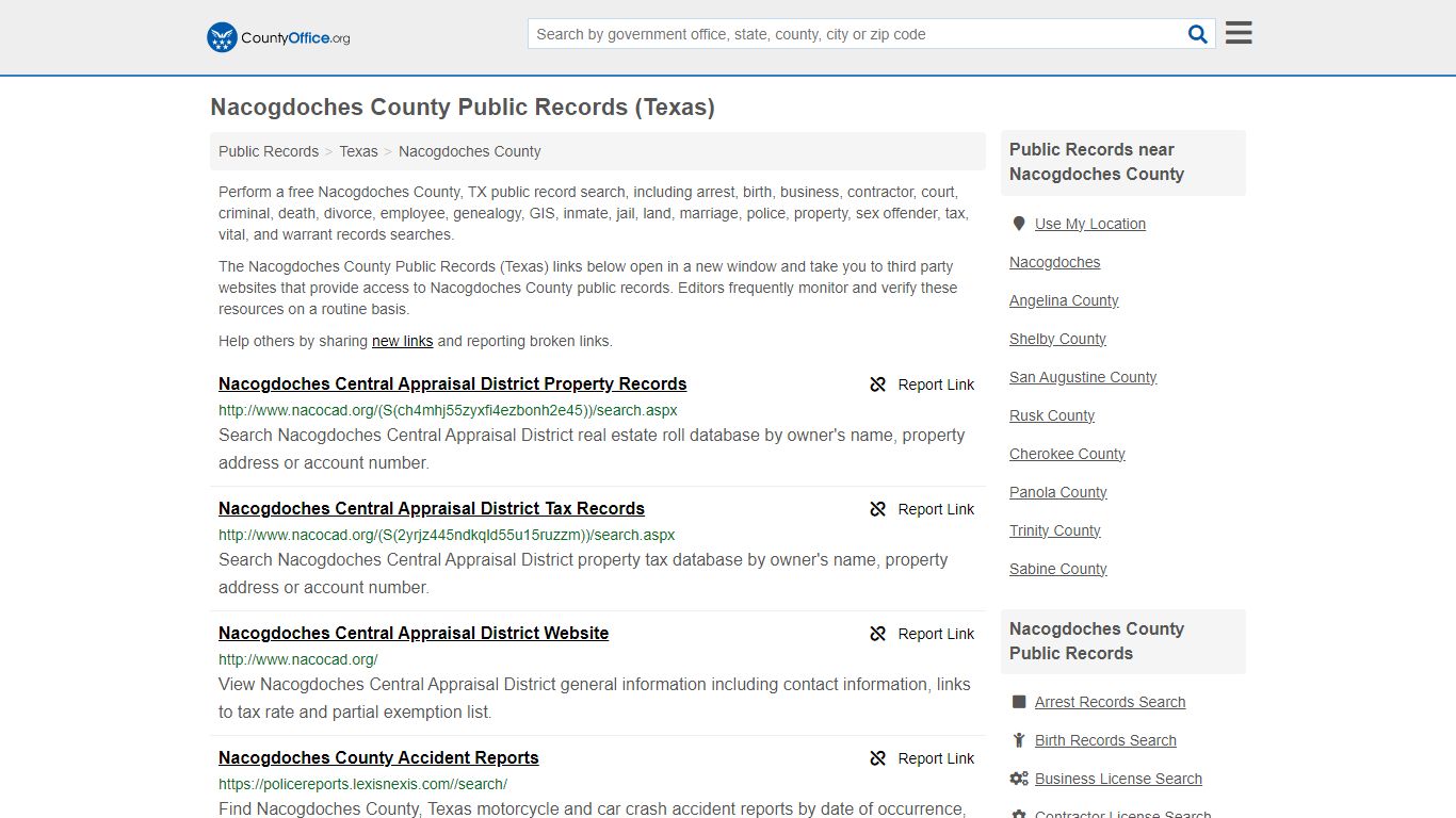 Public Records - Nacogdoches County, TX (Business, Criminal, GIS ...