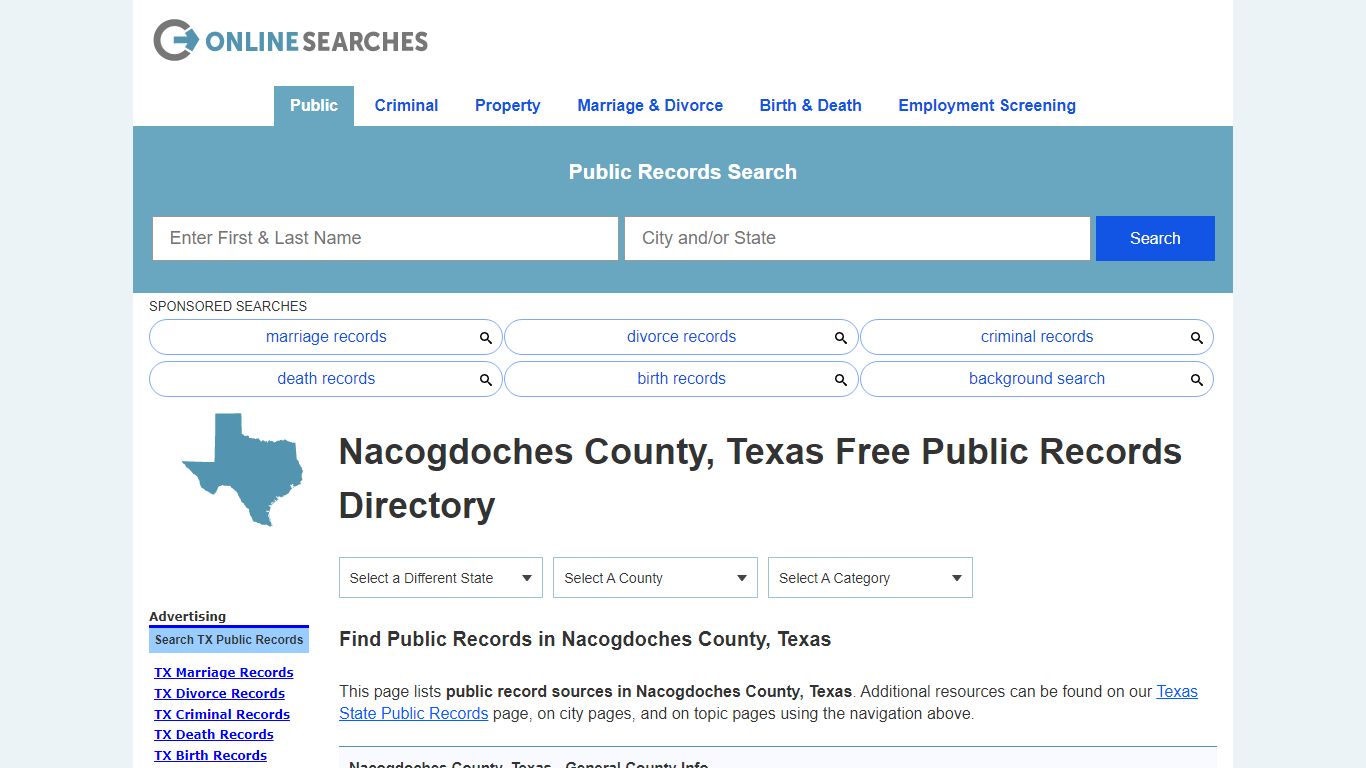 Nacogdoches County, Texas Public Records Directory